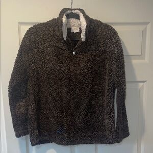 Peach Love California Women’s Small Brown Fleece Sherpa 1/4 Zip pullover